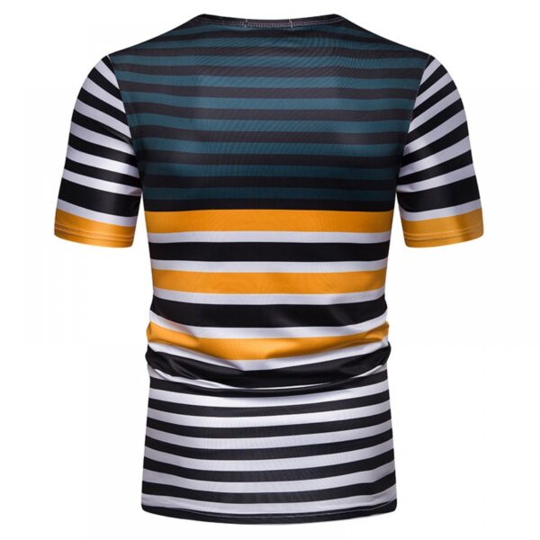 New Summer Men's Short-Sleeved T-Shirt Men's Contrast Striped Slim Casual T-Shirt - Image 3