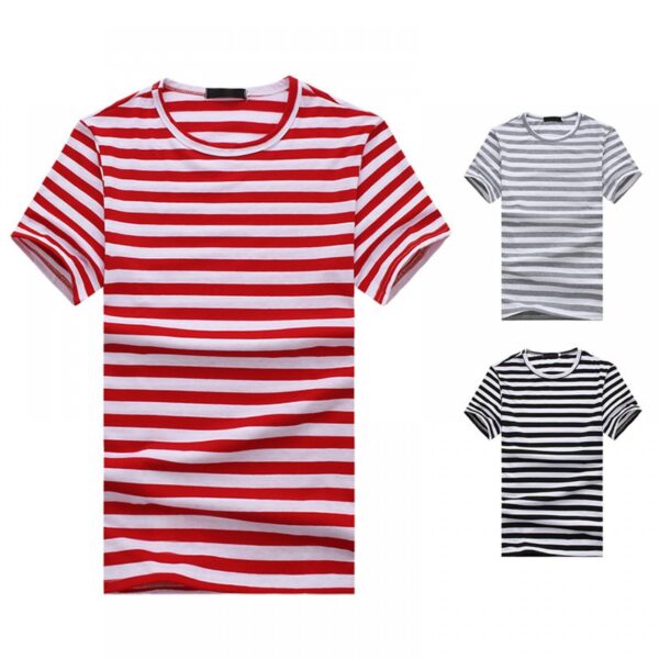New Men's Large Size Striped Short-Sleeved T-Shirt - Image 2