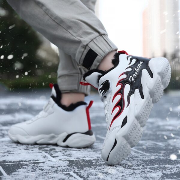 Winter New Boys' Cotton Shoes Children's Big Cotton Shoes Hot Style Plus Wool Warmth Non-Slip Plus Velvet Sneakers