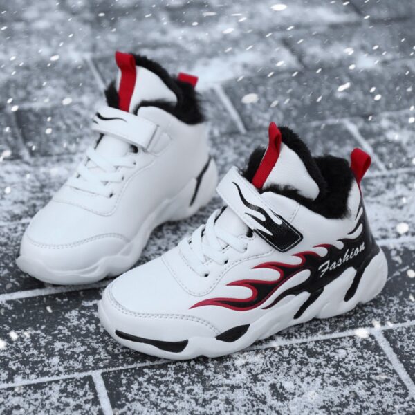 Winter New Boys' Cotton Shoes Children's Big Cotton Shoes Hot Style Plus Wool Warmth Non-Slip Plus Velvet Sneakers - Image 3