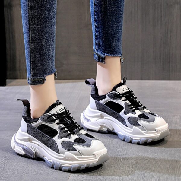 Women's  Autumn New Casual Sports Shoes Mesh Breathable Thick Sole Height-Increasing Shoes Summer Trendy Sneakers