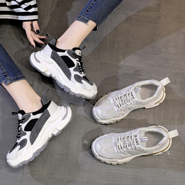Women's  Autumn New Casual Sports Shoes Mesh Breathable Thick Sole Height-Increasing Shoes Summer Trendy Sneakers - Image 2