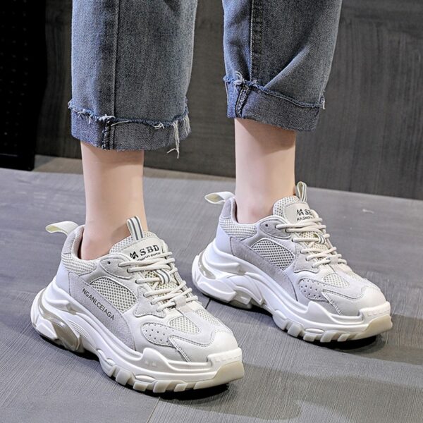 Women's  Autumn New Casual Sports Shoes Mesh Breathable Thick Sole Height-Increasing Shoes Summer Trendy Sneakers - Image 4