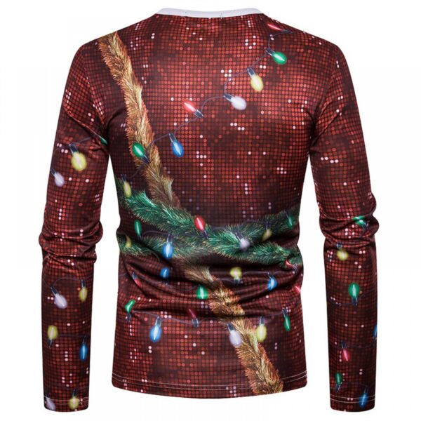 New 3D Personality Fake Two-Piece Printing Fashion Men's Christmas Holiday Long-Sleeved T-Shirt - Image 3