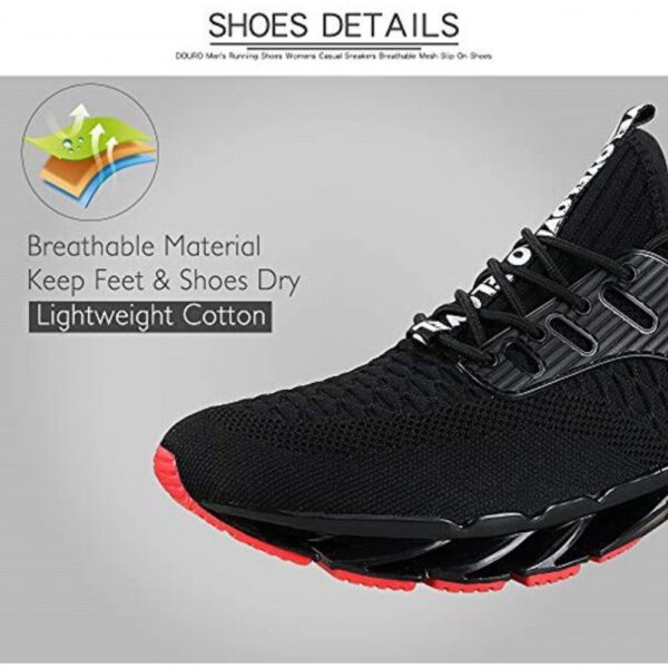 Mens Athletic Running Shoes Mesh Lightweight Sneakers Breathable Stylish Athletic Gym Shoes Casual Tennis Sport Shoes Black - Image 2