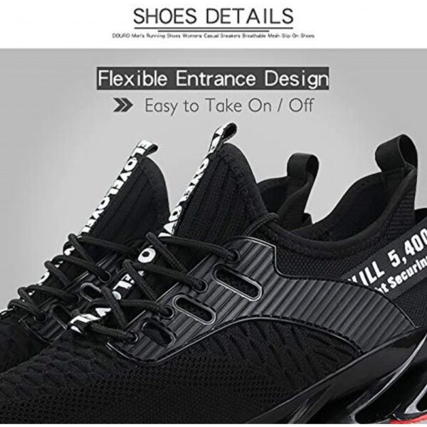 Mens Athletic Running Shoes Mesh Lightweight Sneakers Breathable Stylish Athletic Gym Shoes Casual Tennis Sport Shoes Black - Image 3
