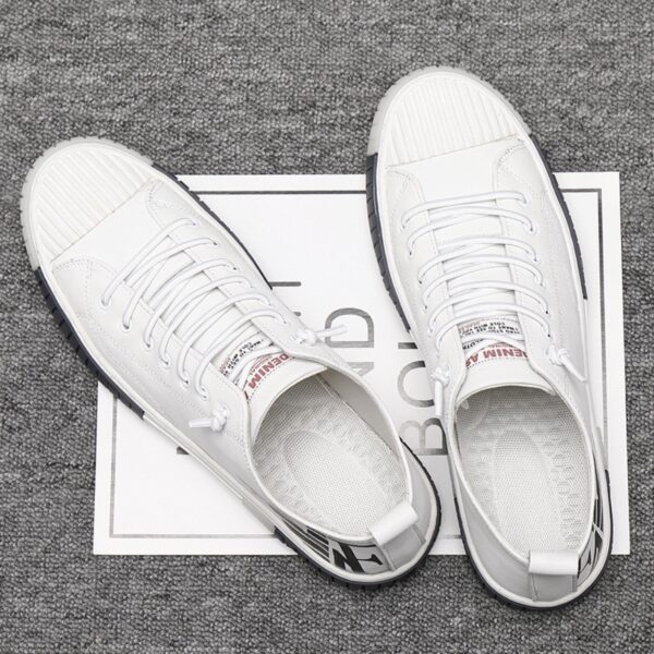 Summer Men's Board Shoes Soft Leather European Station White Shoes Men's Leather Trendy Shoes Shell Toe Daily Casual Shoes - Image 4