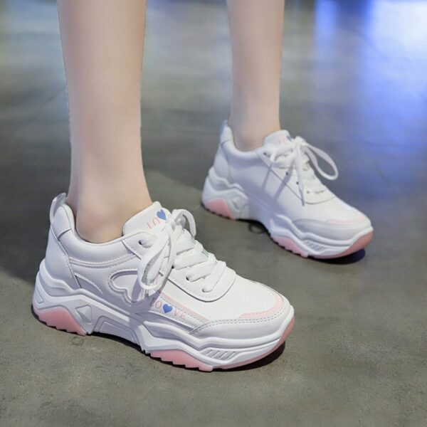 Women Spring New Sports Shoes Female Students Flat Running White Sneakers - Image 3