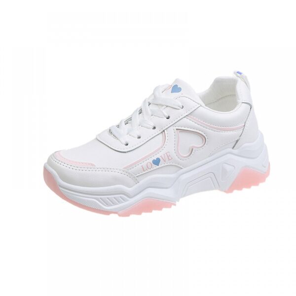 Women Spring New Sports Shoes Female Students Flat Running White Sneakers - Image 2