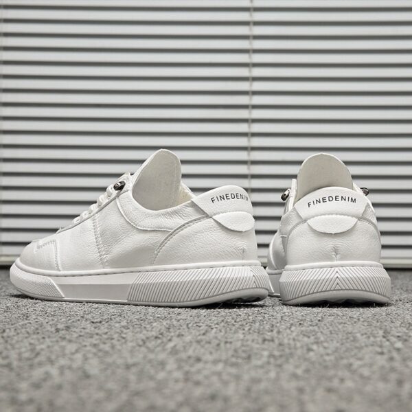 Summer New Pure Leather White Shoes Men's Trend Casual Shoes Sneakers Men's Shoes White Trendy Shoes - Image 4