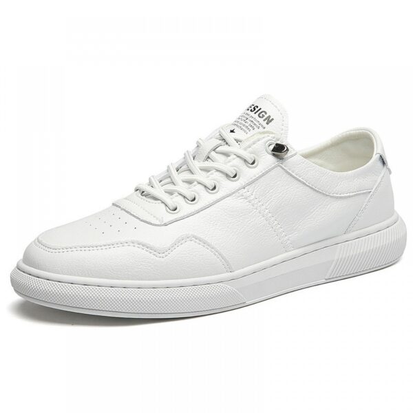 Summer New Pure Leather White Shoes Men's Trend Casual Shoes Sneakers Men's Shoes White Trendy Shoes - Image 5