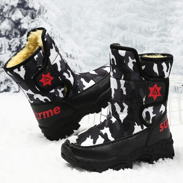 Boys' Boots Winter New Waterproof Cotton Boots Baby Warm Girls' Boots Children's Warm Snow Boots - Image 2