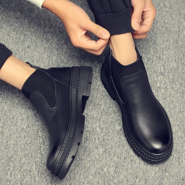 Men's Shoes Autumn High Top Leather Shoes Men's British Martin Boots Men's Leather Short Boots Leather Boots - Image 4
