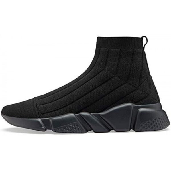 Womens Walking Shoes Mens Slip-On Sneakers Breathable Lightweight Athletic Running Sneakers High Top All Black - Image 2