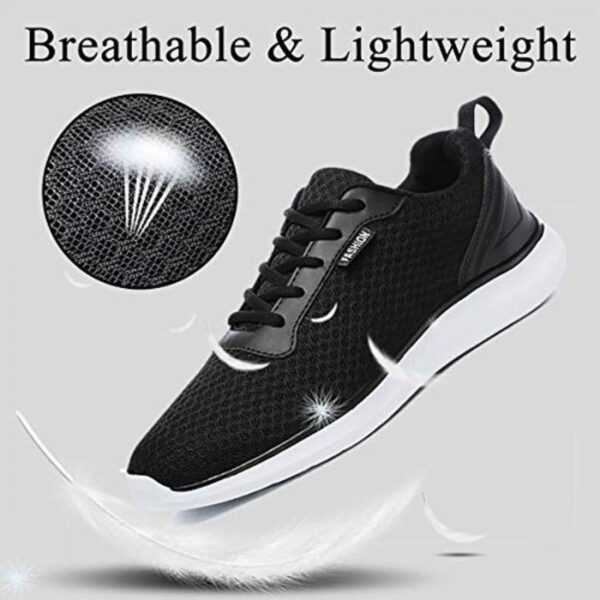 Men's Breathable Mesh Tennis Shoes Comfortable Gym Sneakers Lightweight Athletic Running Shoes Black - Image 2