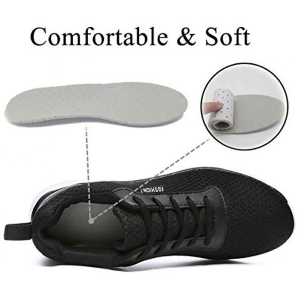 Men's Breathable Mesh Tennis Shoes Comfortable Gym Sneakers Lightweight Athletic Running Shoes Black - Image 3