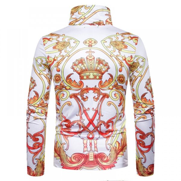 New Men's Plus Size 3D Classical Crown Printing High Neck Long Sleeve T-Shirt Bottoming Shirt - Image 3