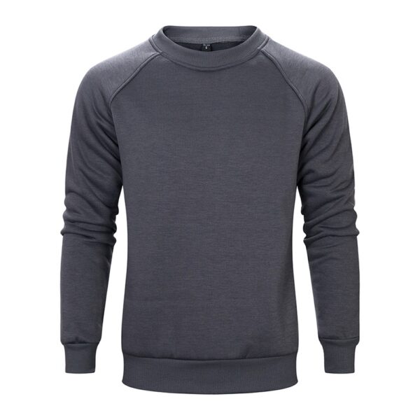 Men's Solid Color Pullover Round Neck Plus Velvet Sweater Warm Long Sleeves