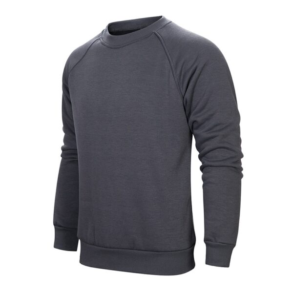 Men's Solid Color Pullover Round Neck Plus Velvet Sweater Warm Long Sleeves - Image 2