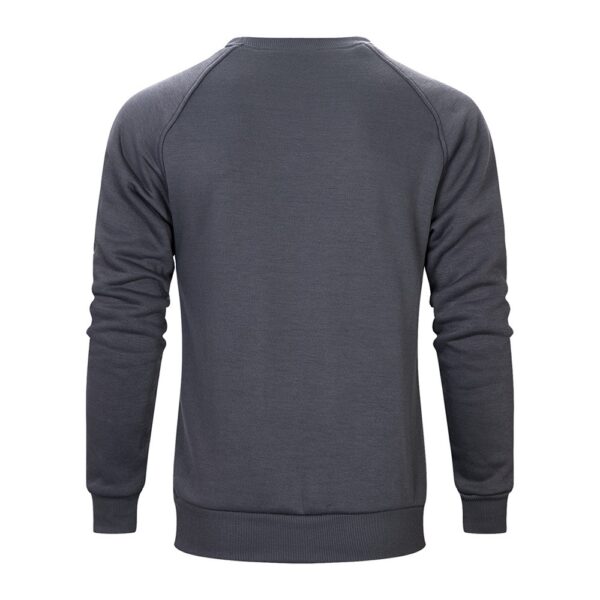 Men's Solid Color Pullover Round Neck Plus Velvet Sweater Warm Long Sleeves - Image 3