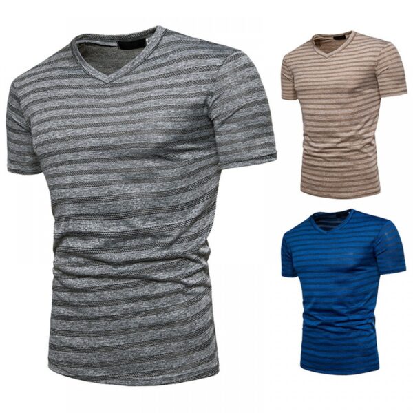 New Men's Fashion Plus Size Striped Short Sleeve T-Shirt - Image 2