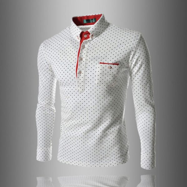 Fashion Wave Point Men's Casual Slim Long-Sleeved Trendy T-Shirt - Image 2