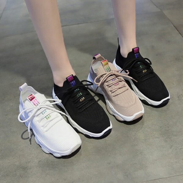 Spring And Summer New Flying Woven Women's Shoes Women's Sports Shoes Female Students Breathable Running Sneakers - Image 2