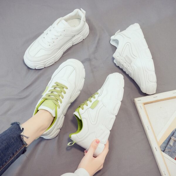 White Shoes Female Spring New Student Running Board Shoes Female Increased Sports Casual Shoes Laces - Image 2