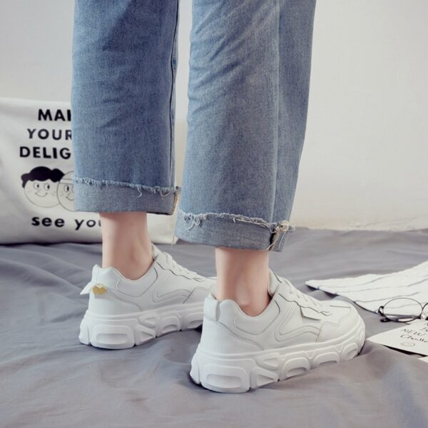 White Shoes Female Spring New Student Running Board Shoes Female Increased Sports Casual Shoes Laces - Image 3