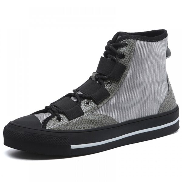 Men's Round Toe Fabric Stitching Casual Mens Canvas Shoes Flat Heel - Image 5