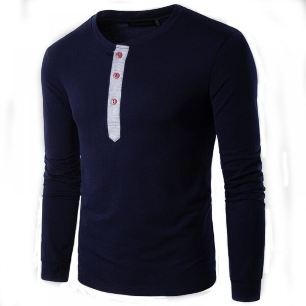 New Men's Long-Sleeved Round Neck Collar Mens T-Shirt Casual Bottoming Shirt - Image 2