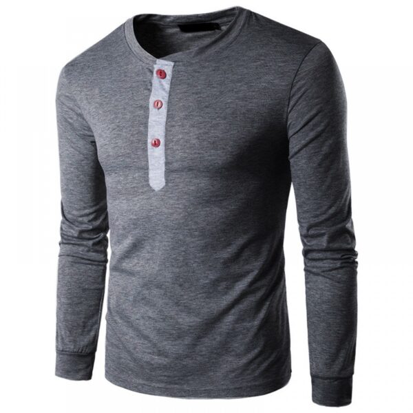 New Men's Long-Sleeved Round Neck Collar Mens T-Shirt Casual Bottoming Shirt - Image 4