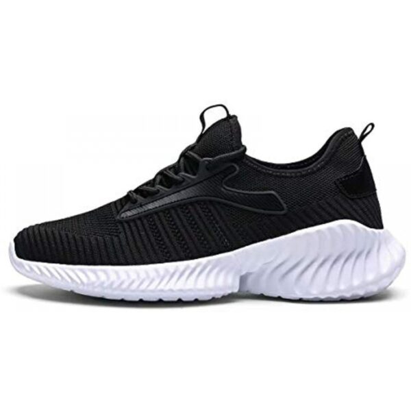Mens Running Sneakers Slip On Walking Shoes Fashion Breathable Sneaker Mesh Soft Sole Casual Athletic Lightweight Black-White - Image 2