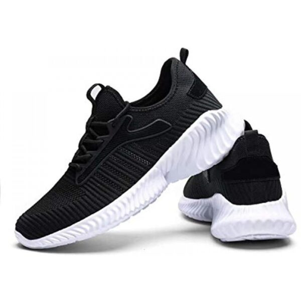 Mens Running Sneakers Slip On Walking Shoes Fashion Breathable Sneaker Mesh Soft Sole Casual Athletic Lightweight Black-White - Image 3