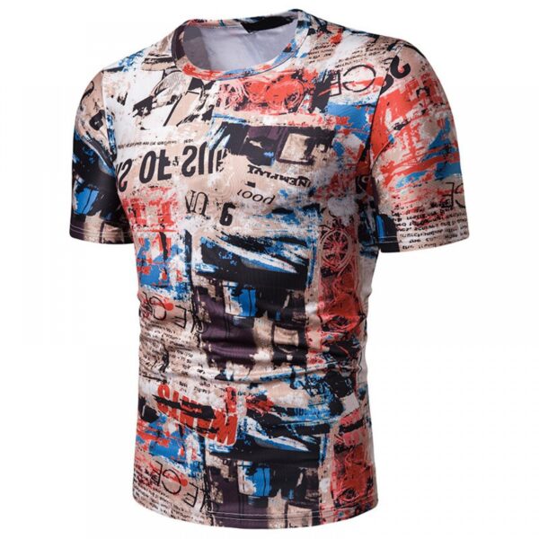 New Summer Men's Graffiti Print Short-Sleeved T-Shirt - Image 2