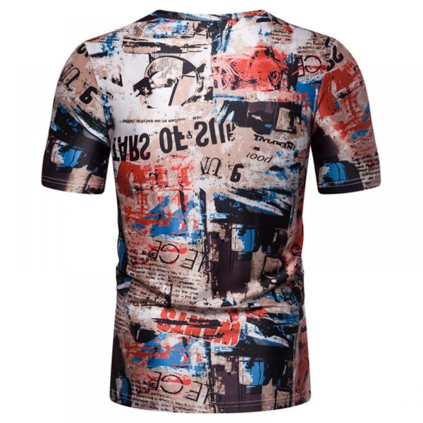 New Summer Men's Graffiti Print Short-Sleeved T-Shirt - Image 3