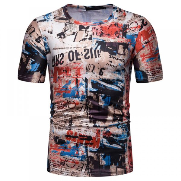 New Summer Men's Graffiti Print Short-Sleeved T-Shirt - Image 4