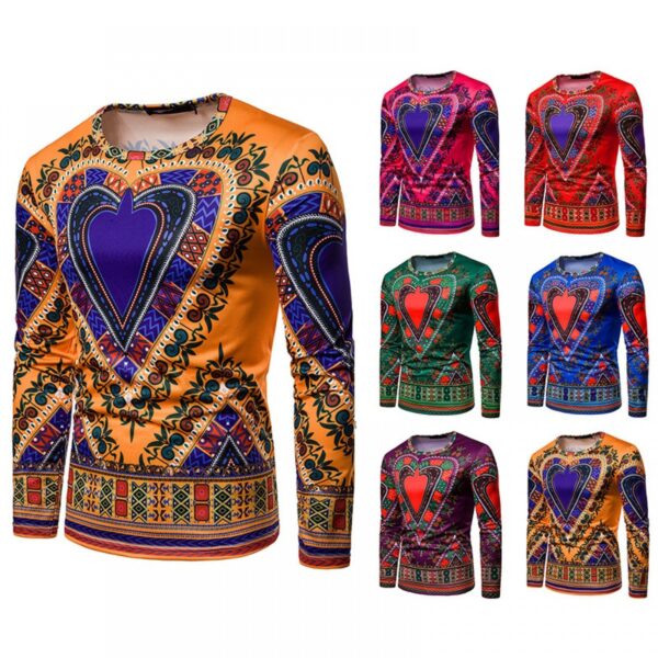 Men's 3D Love Picture Round Neck Long Sleeve T-Shirt - Image 3