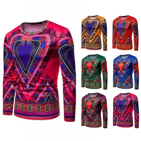 Men's 3D Love Picture Round Neck Long Sleeve T-Shirt - Image 4