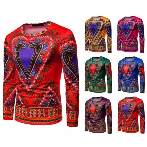 Men's 3D Love Picture Round Neck Long Sleeve T-Shirt - Image 5