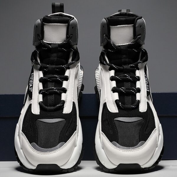 New Men's Casual High-Top Sneakers Stitching Trend Thick-Soled Inner Increase Warmth Running Shoes - Image 2