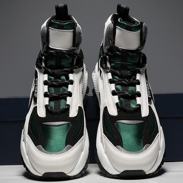 New Men's Casual High-Top Sneakers Stitching Trend Thick-Soled Inner Increase Warmth Running Shoes - Image 4