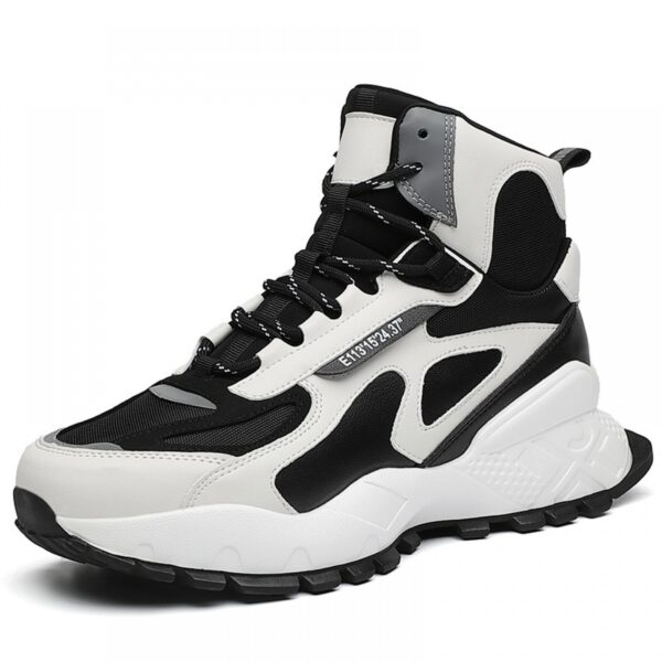 New Men's Casual High-Top Sneakers Stitching Trend Thick-Soled Inner Increase Warmth Running Shoes - Image 5