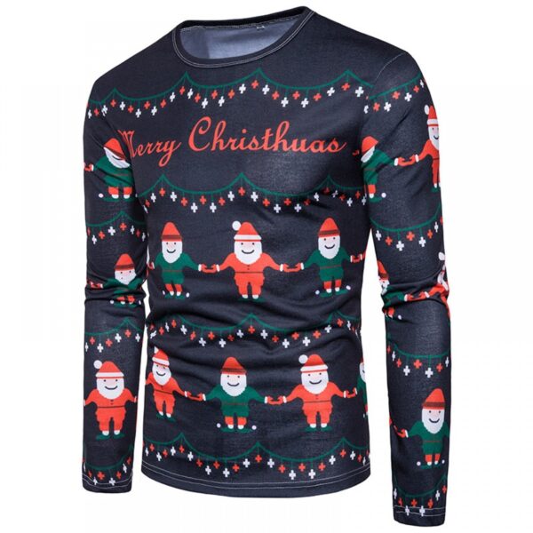 Fashion Christmas Printing Plus Size Long Sleeve T-Shirt - Image 2