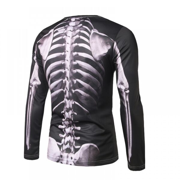 Men's New 3D Perspective Skeleton Three-Dimensional Printing Long-Sleeved Round Neck T-Shirt - Image 2