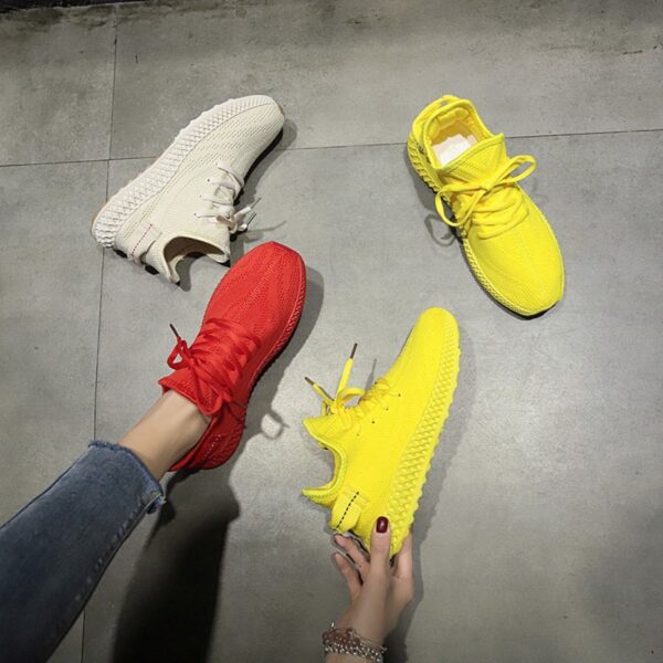 Candy Color Breathable Sneakers Women Summer New Casual Shoes Flying Woven Student Running Shoes - Image 2