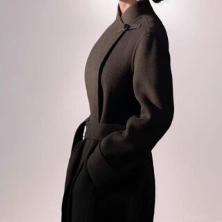 Women's Black Woolen Coat Mid-Length Woolen Jacket