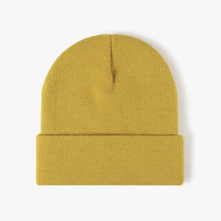 Yellow Warm Double-layer Wool Hat Simple Knitted Beanies
