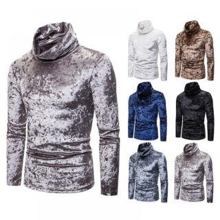 Men's Diamond Velvet Plus Size Plus Velvet Warm High Neck Long Sleeve T-Shirt Bottoming Shirt