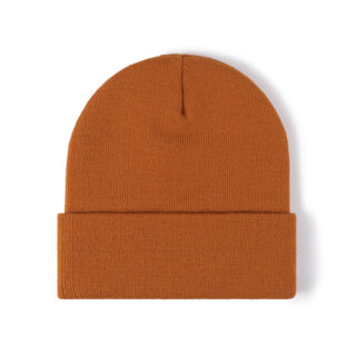 Orange Warm Double-layer Wool Hat Simple Knitted Beanies